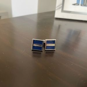 Men’s Cufflinks - Silver & Navy- Nautica